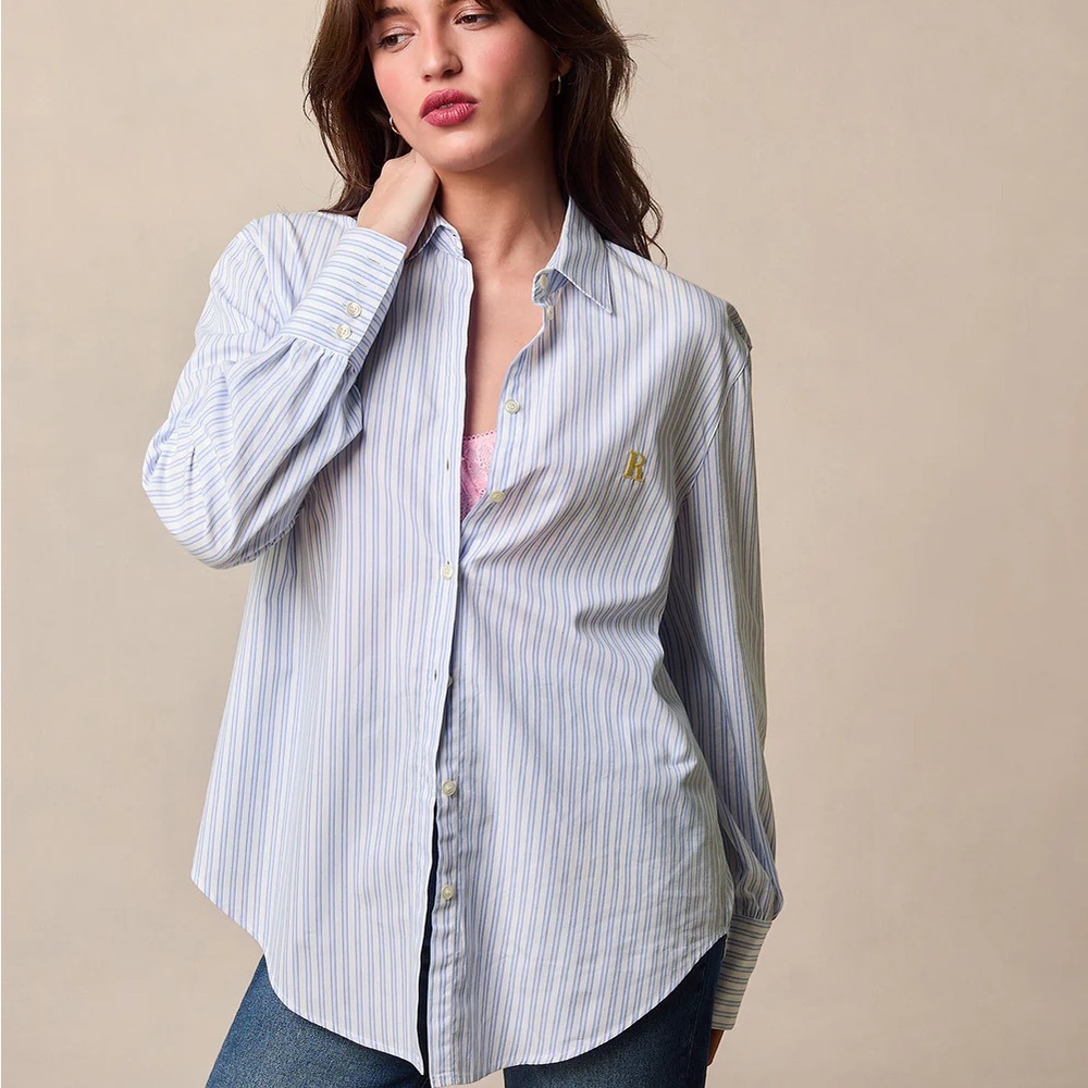 Rouje Esteve shirt Light Blue Striped Button Down Shirt 36